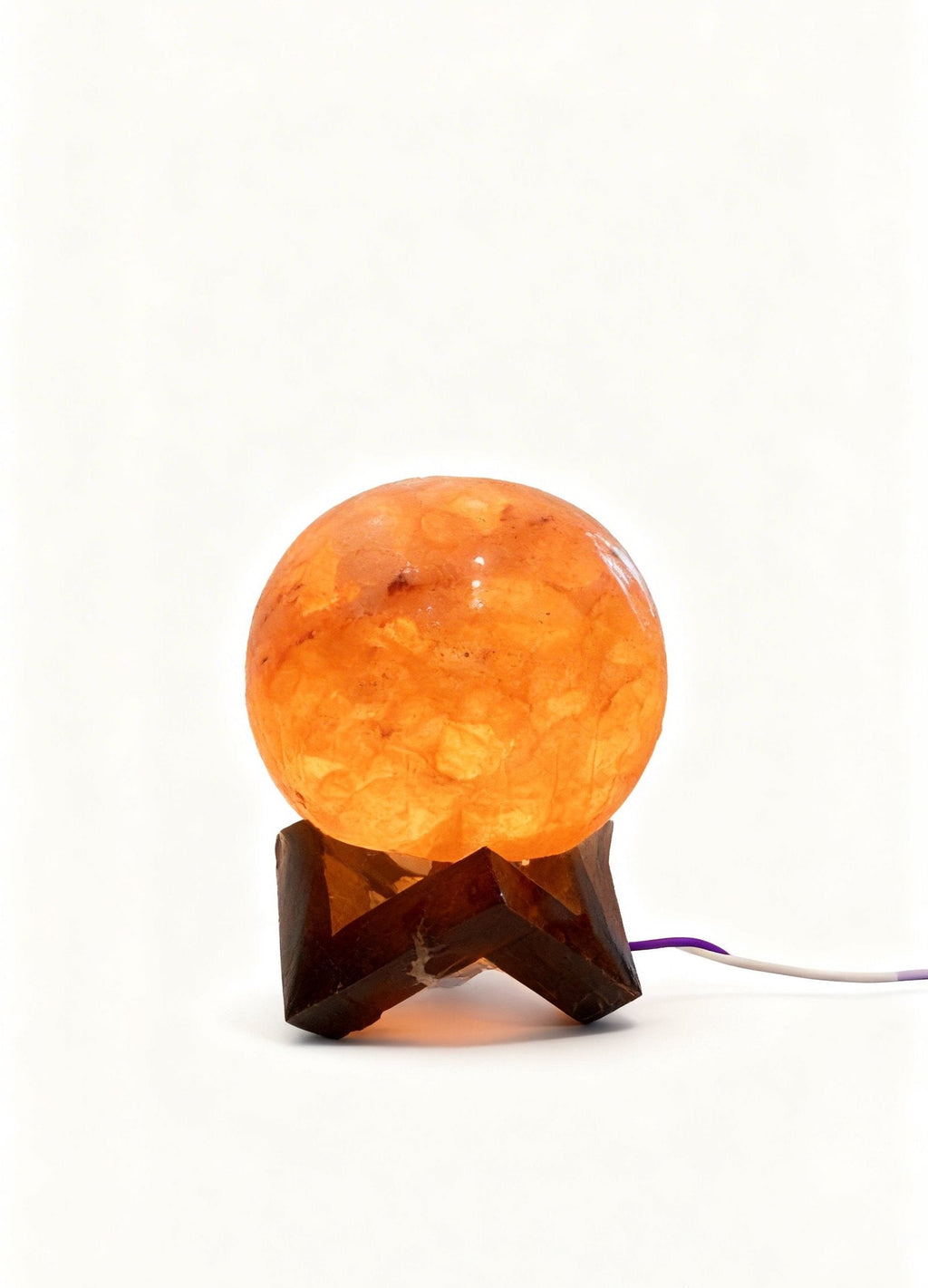 AB Pink Salt Decor Polished Sphere Himalayan Salt Lamp 6-7in Wood Base