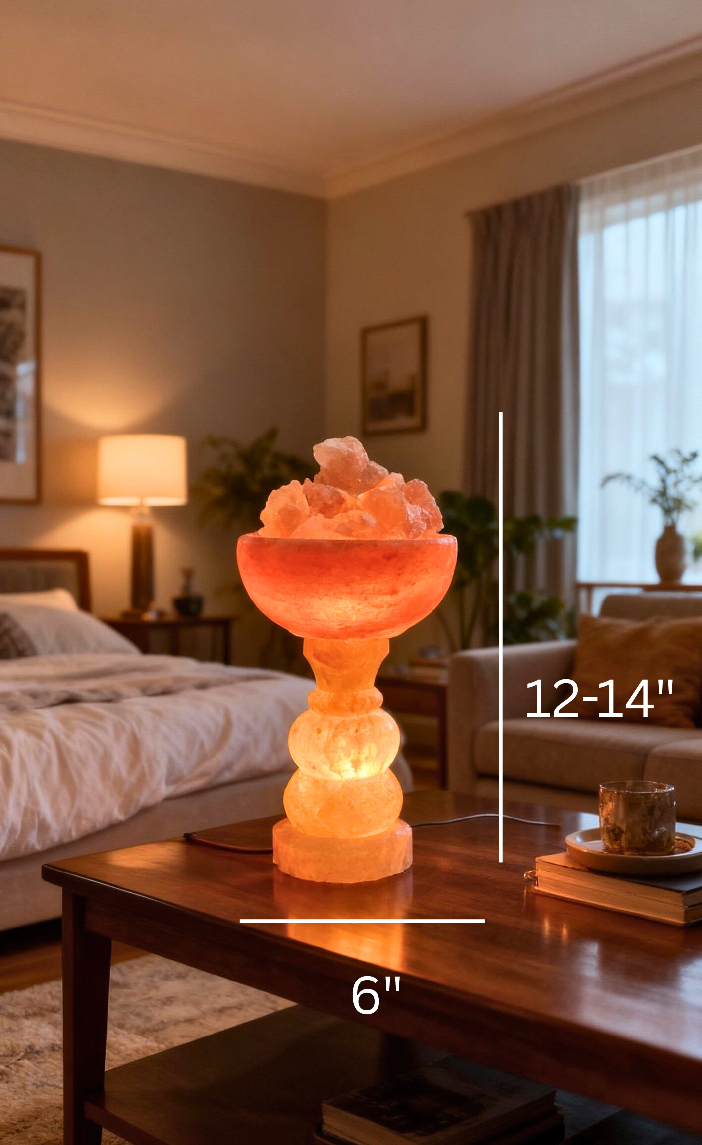 AB Pink Salt Decor Fire Bowl Hand-Carved Himalayan Salt Lamp 12-14in