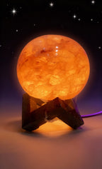AB Pink Salt Decor Polished Sphere Himalayan Salt Lamp 6-7in Wood Base