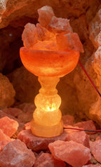 AB Pink Salt Decor Fire Bowl Hand-Carved Himalayan Salt Lamp 12-14in