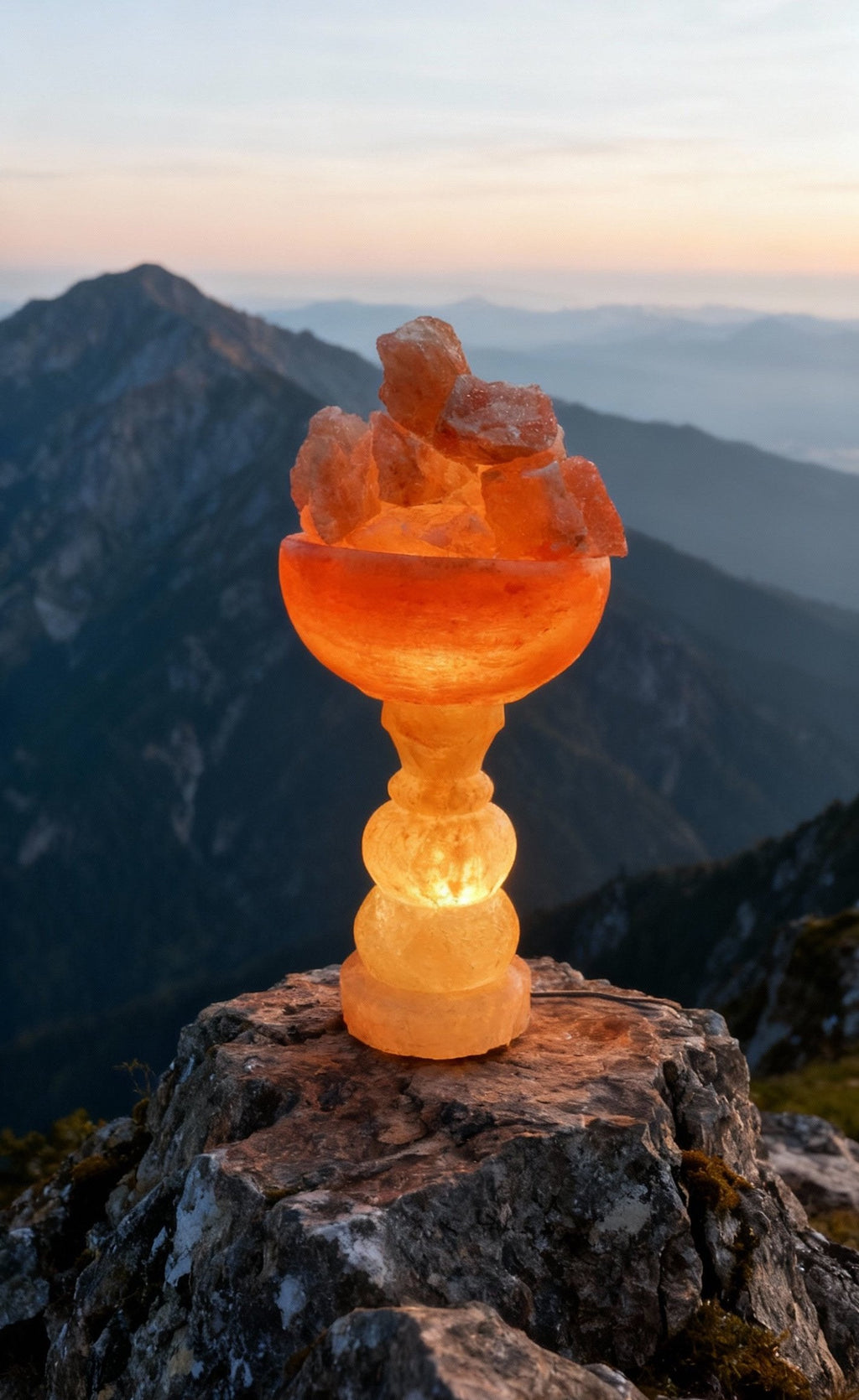 AB Pink Salt Decor Fire Bowl Hand-Carved Himalayan Salt Lamp 12-14in