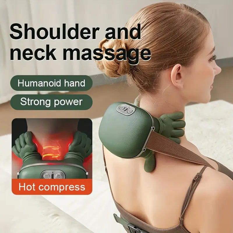 Neck & Shoulder Massager, 3 Massage Mode, 2 Heat Function, Simulated with Human Hand Design For Neck, Shoulder, Back, Legs. (Imported)