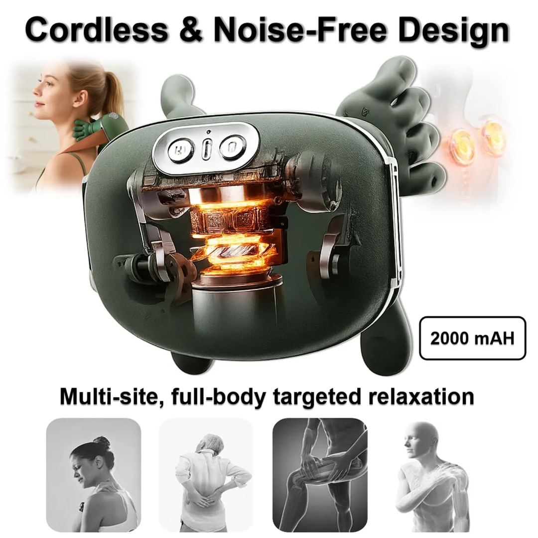 Neck & Shoulder Massager, 3 Massage Mode, 2 Heat Function, Simulated with Human Hand Design For Neck, Shoulder, Back, Legs. (Imported)